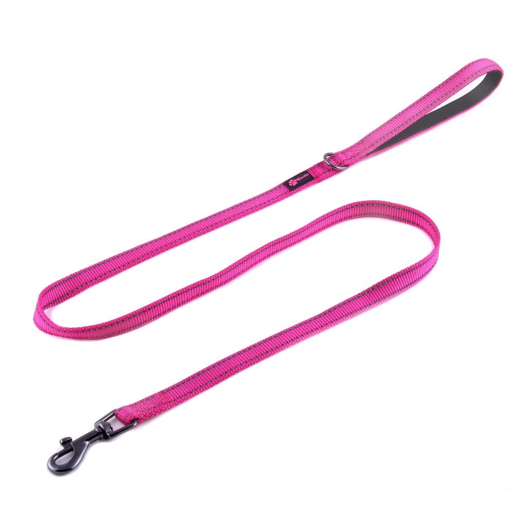 Dog Leash: Pink 6-foot Nylon Reflective Dog Leash